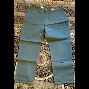 Men's Carhartt Dark Khaki Brown Double Front Utility Pants 42 X 32 NWT